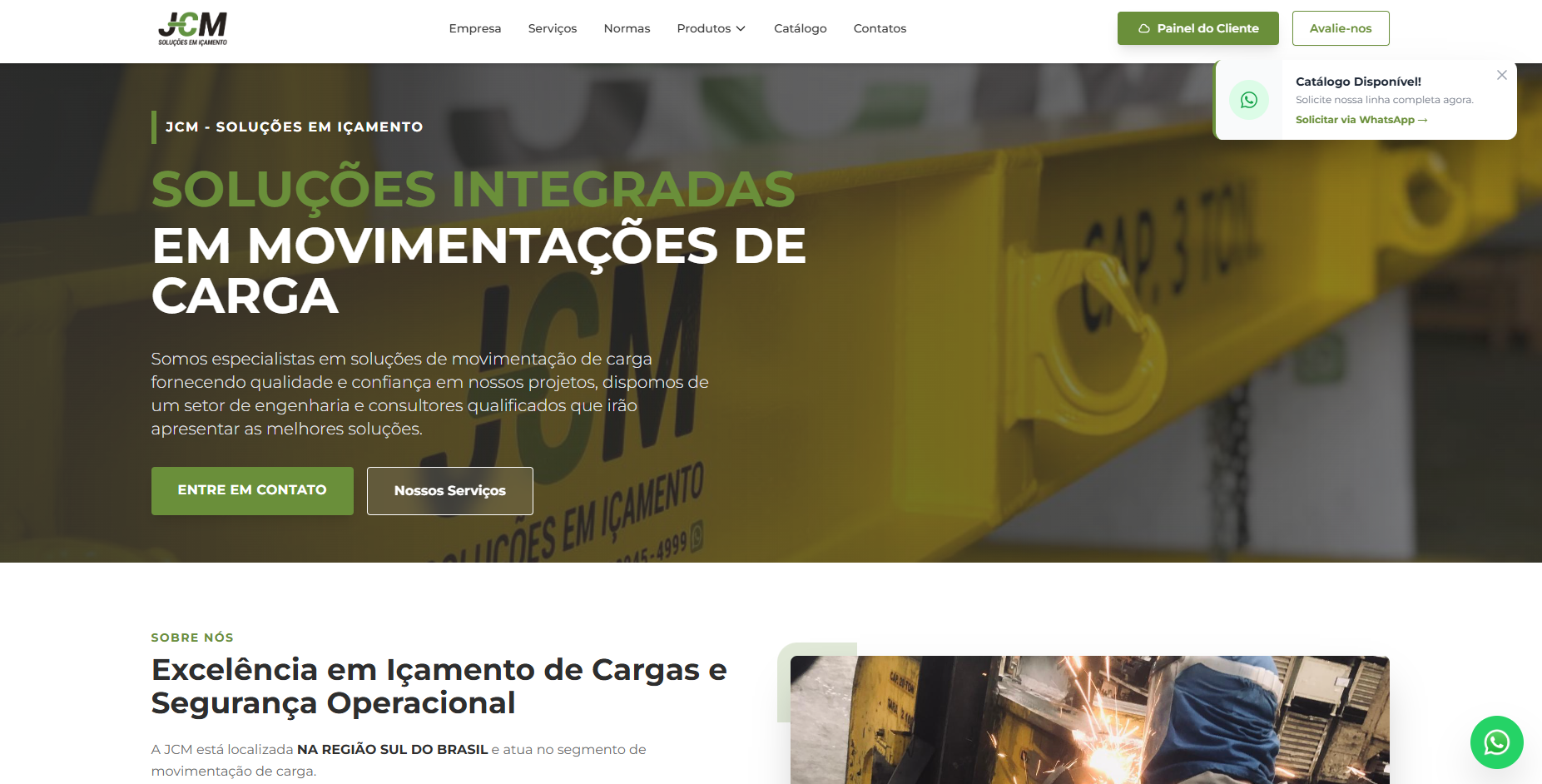 Plataforma Web JCM - visual do projeto